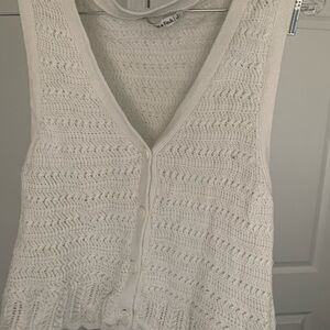 Abercrombie White Knit Button-Down Vest